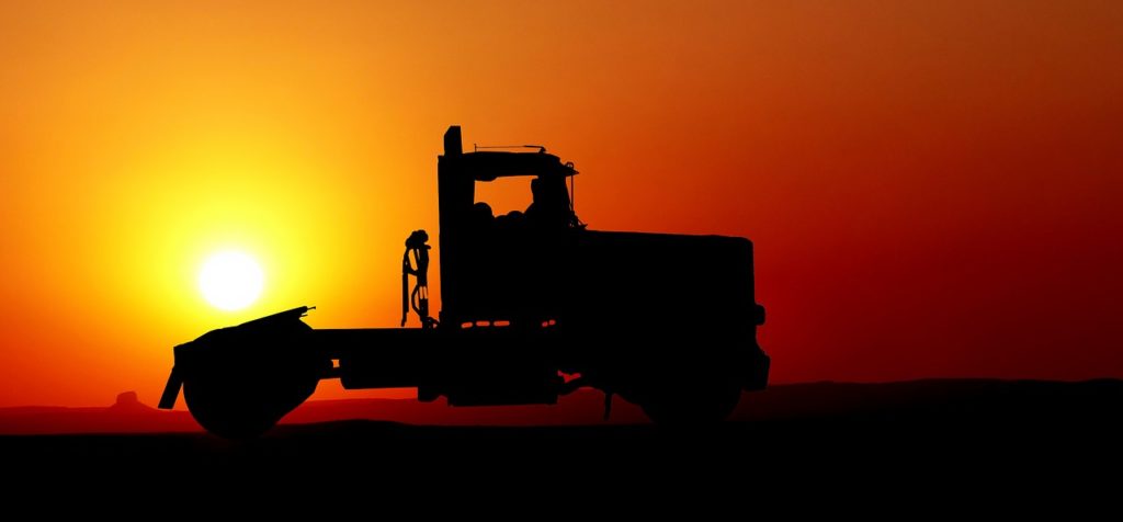 sunset, truck, american